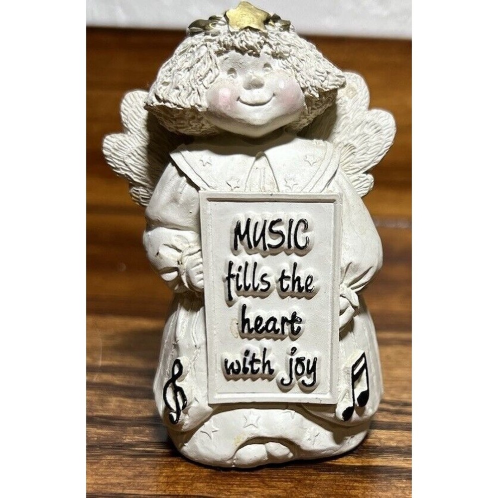 Vintage 80's Abbey Press Cherub Angel Music Fills Heart With Joy Figurine Star